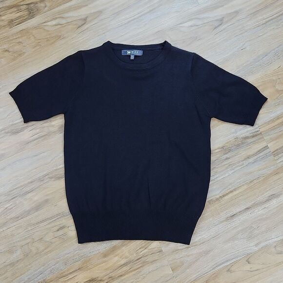 🔸️Black Lightweight Retro Style Short Sleeve Sweater XLarge - Picture 3 of 10